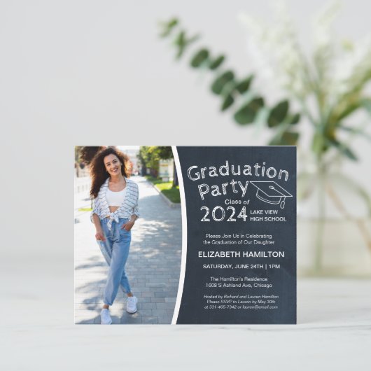 Chalkboard High School Photo Afstudeerder Party Bu (Staand voorkant)