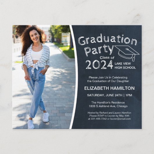 Chalkboard High School Photo Afstudeerder Party Bu (Voorkant)