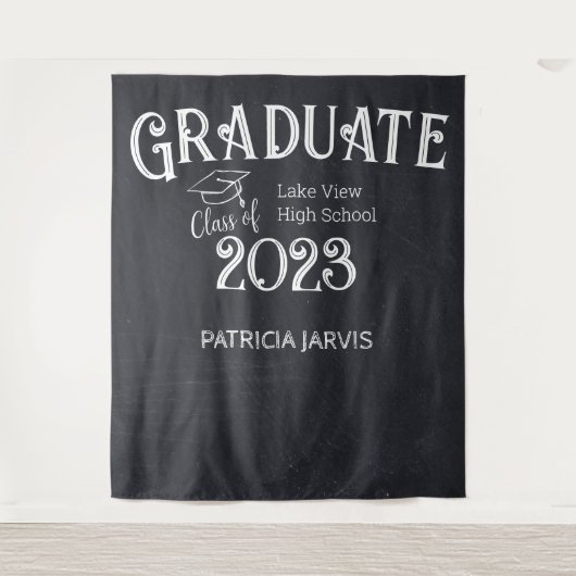 Chalkboard High School Photo Afstuderen Backdrop Wandkleed (Voorkant)
