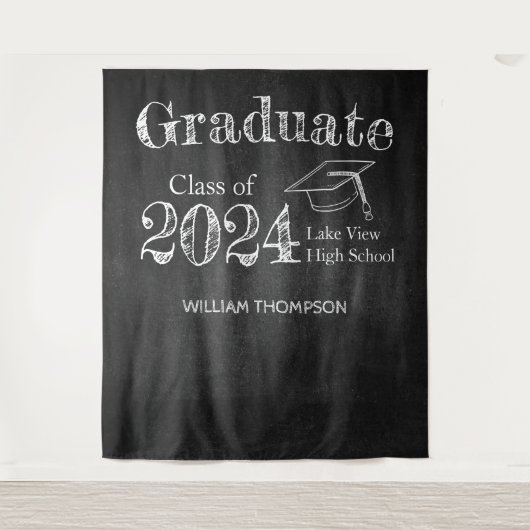 Chalkboard High School Photo Afstuderen Backdrop Wandkleed (Voorkant)