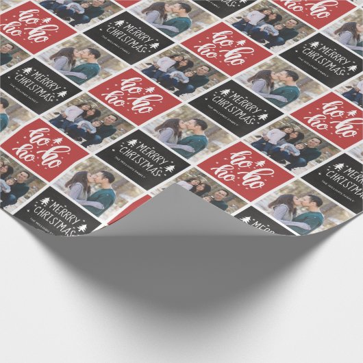 Chalkboard Ho Ho Merry 2 Photo Cadeaupapier (Hoek)