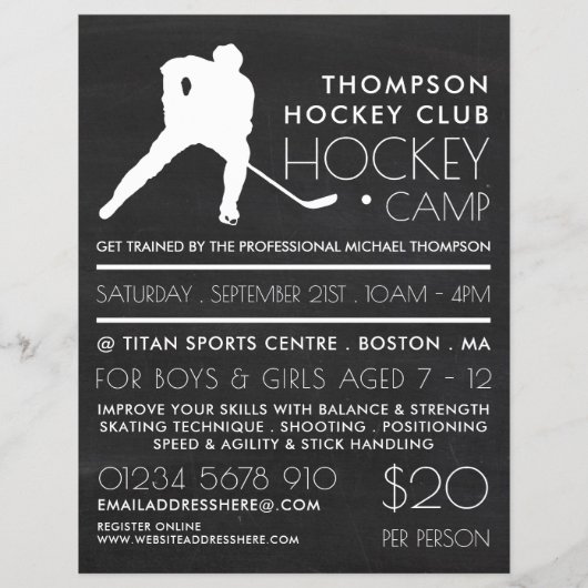 Chalkboard, Hockey Camp Adverteren Flyer (Voorkant)