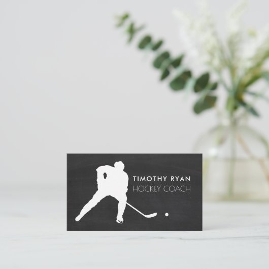 Chalkboard, hockeyspeler, hockeycoach visitekaartje (Staand voorkant)