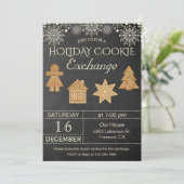 Chalkboard Holiday Cookie Exchange Party Invite Kaart (Staand voorkant)