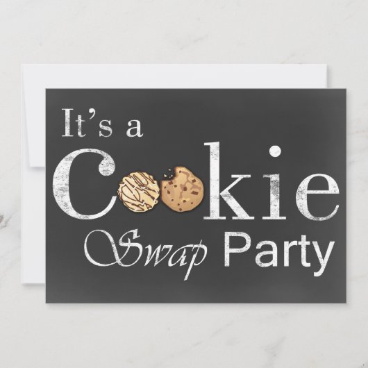 chalkboard Holiday Cookie-swappable-uitnodiging Kaart (Voorkant)