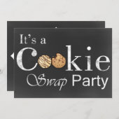 chalkboard Holiday Cookie-swappable-uitnodiging Kaart (Voorkant / Achterkant)