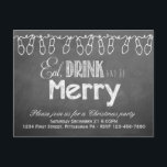 Chalkboard Holiday Party Briefkaart Invitation<br><div class="desc">Een feestelijke uitnodiging met een unieke krijtbordlook. Voeg gewoon je eigen feestinformatie toe!</div>