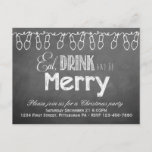 Chalkboard Holiday Party Briefkaart Invitation<br><div class="desc">Een feestelijke uitnodiging met een uniek bord. Voeg gewoon je eigen partijgegevens toe!</div>