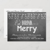 Chalkboard Holiday Party Briefkaart Invitation (Voorkant / Achterkant)