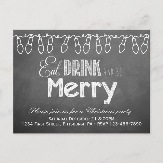 Chalkboard Holiday Party Briefkaart Invitation (Voorkant)