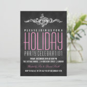 Chalkboard Holiday Party  Decor Black Pink Kaart (Staand voorkant)