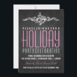 Chalkboard Holiday Party  Decor Black Pink Kaart<br><div class="desc">Moderne Kerstmis | Vakantiepartij Uitnodiging sjabloon Chalkboard  decor Black Pink . Druk uw vrienden in met dit leuke uitnodigingsontwerp. Volledig aanpasbaar!</div>