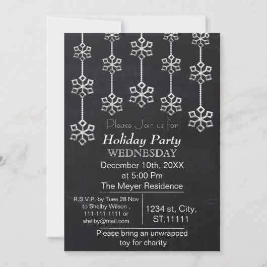 Chalkboard Holiday Party Invitation Kaart (Voorkant)