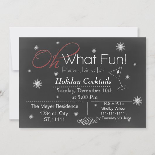 Chalkboard Holiday Party Invitation Kaart (Voorkant)