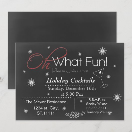 Chalkboard Holiday Party Invitation Kaart (Voorkant / Achterkant)