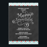 CHALKBOARD HOLIDAY PARTY INVITATION KAART<br><div class="desc">Met deze trendy feestdag kunt u uw vrienden en familie uitnodigen voor een feestdag of een lelijke trui. Een geweldig ontwerp dat kan worden gebruikt voor formele feestjes of informele gelegenheden. CHALKBOARD,  MERRY IEDEREEN PARTIJ DIE ALLES GEEFT MET RODE,  TURQUOISE BLAUWE WITTE CHEVRON PATROON. Ontwerp door Elke Clarke©</div>
