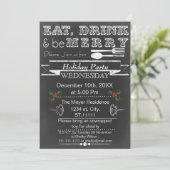 Chalkboard Holiday Party Invitation Kaart (Staand voorkant)