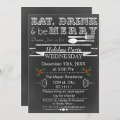 Chalkboard Holiday Party Invitation Kaart (Voorkant / Achterkant)