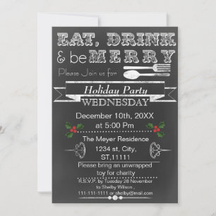 Chalkboard Holiday Party Invitation Kaart