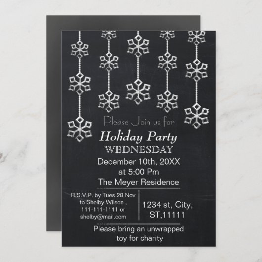 Chalkboard Holiday Party Invitation Kaart (Voorkant / Achterkant)