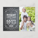 Chalkboard Holiday Photo Card Briefkaart<br><div class="desc">Het seizoen vieren met dit moderne en stijlvolle briefkaart van Berry Berry Sweet.</div>