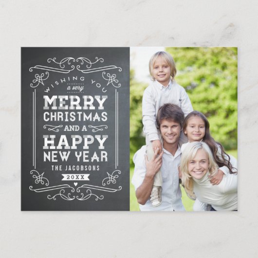  Chalkboard Holiday Photo Card Briefkaart (Voorkant)