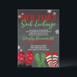 Chalkboard Holiday Sock Exchange Kerstfeest Kaart<br><div class="desc">Vakantie Sock Exchange Kerstfeest uitnodiging</div>