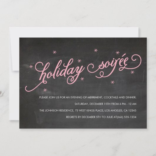 Chalkboard Holiday Soirée kerstparty Invite Kaart (Voorkant)