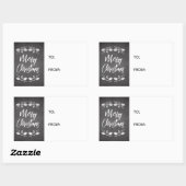 Chalkboard Holly Merry kerstcadeaulabel Rechthoekige Sticker (Vel)
