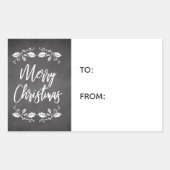 Chalkboard Holly Merry kerstcadeaulabel Rechthoekige Sticker (Voorkant)