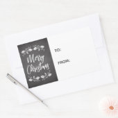 Chalkboard Holly Merry kerstcadeaulabel Rechthoekige Sticker (Envelop)