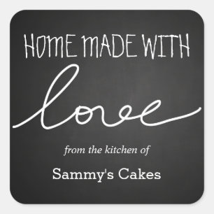Chalkboard Home Made Met Liefde Typografie Vierkante Sticker