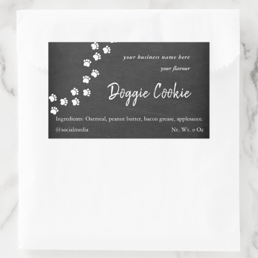 Chalkboard, hondenpootpad doggie cookie rechthoekige sticker (Tas)