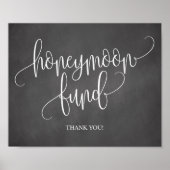 Chalkboard Honeymoon Fund Wedding Sign Poster (Voorkant)