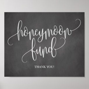 Chalkboard Honeymoon Fund Wedding Sign Poster