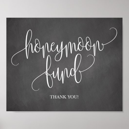 Chalkboard Honeymoon Fund Wedding Sign Poster (Voorkant)