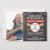 Chalkboard Honkbal Foto Verjaardag Uitnodiging (Voorkant)