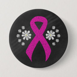 Chalkboard Hot Pink Awareness Ribbon Button