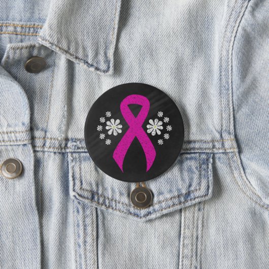 Chalkboard Hot Pink Awareness Ribbon Button (In situ)