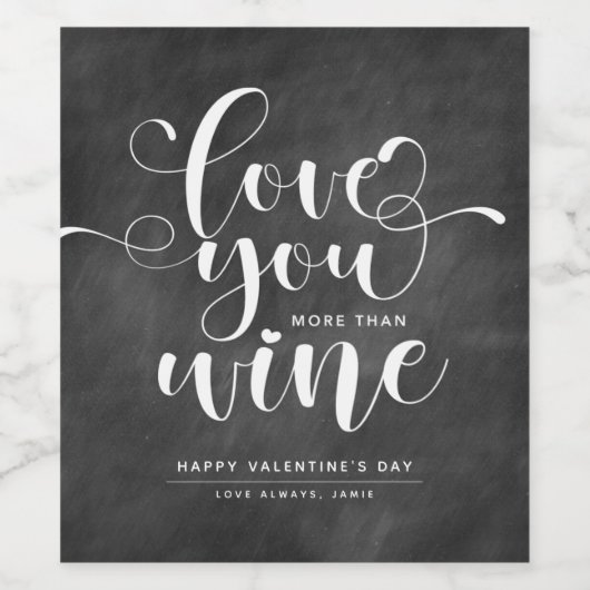 Chalkboard houdt meer van u dan van de Valentijnse Wijn Etiket (Enkel label)
