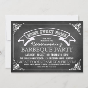 Chalkboard Housewarming BBQ Party Invitation Kaart