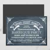 Chalkboard Housewarming BBQ Party Invitation Kaart (Voorkant / Achterkant)