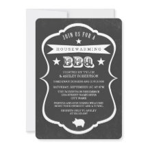 Chalkboard Housewarming BBQ Uitnodiging