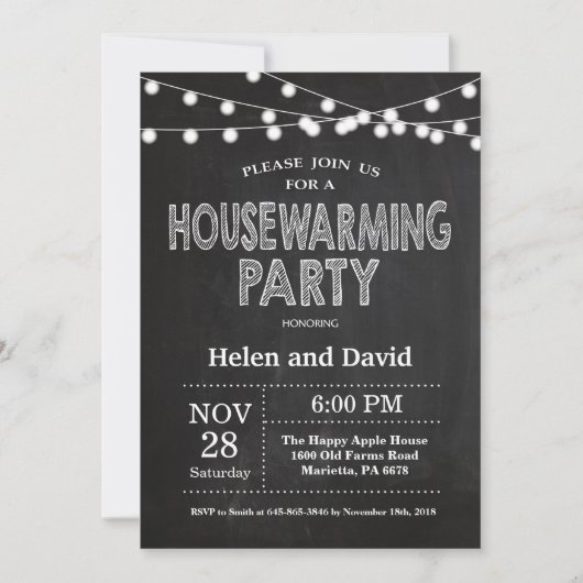 Chalkboard Housewarming Party Home Sweet Home Kaart (Voorkant)