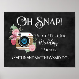 Chalkboard Huwelijksbord Foto's Hashtag Poster