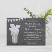 Chalkboard Hydrangea Mason Jar BridalShower Invite Kaart (Staand voorkant)