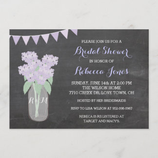 Chalkboard Hydrangea Mason Jar BridalShower Invite Kaart