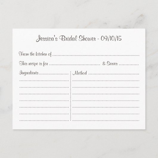 Chalkboard Hydrangea Mason Jar Bruids Recept Kaart (Achterkant)