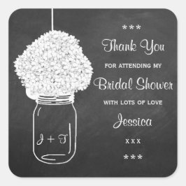 Chalkboard Hydrangea Mason Jar Vrijgezellenfeest Vierkante Sticker
