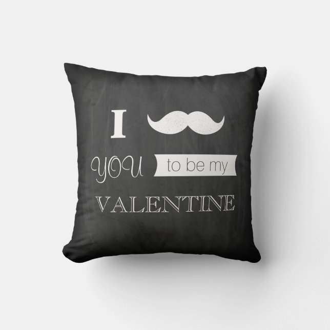Chalkboard I Mustache You to be my Valentijn Kussen (Voorkant)
